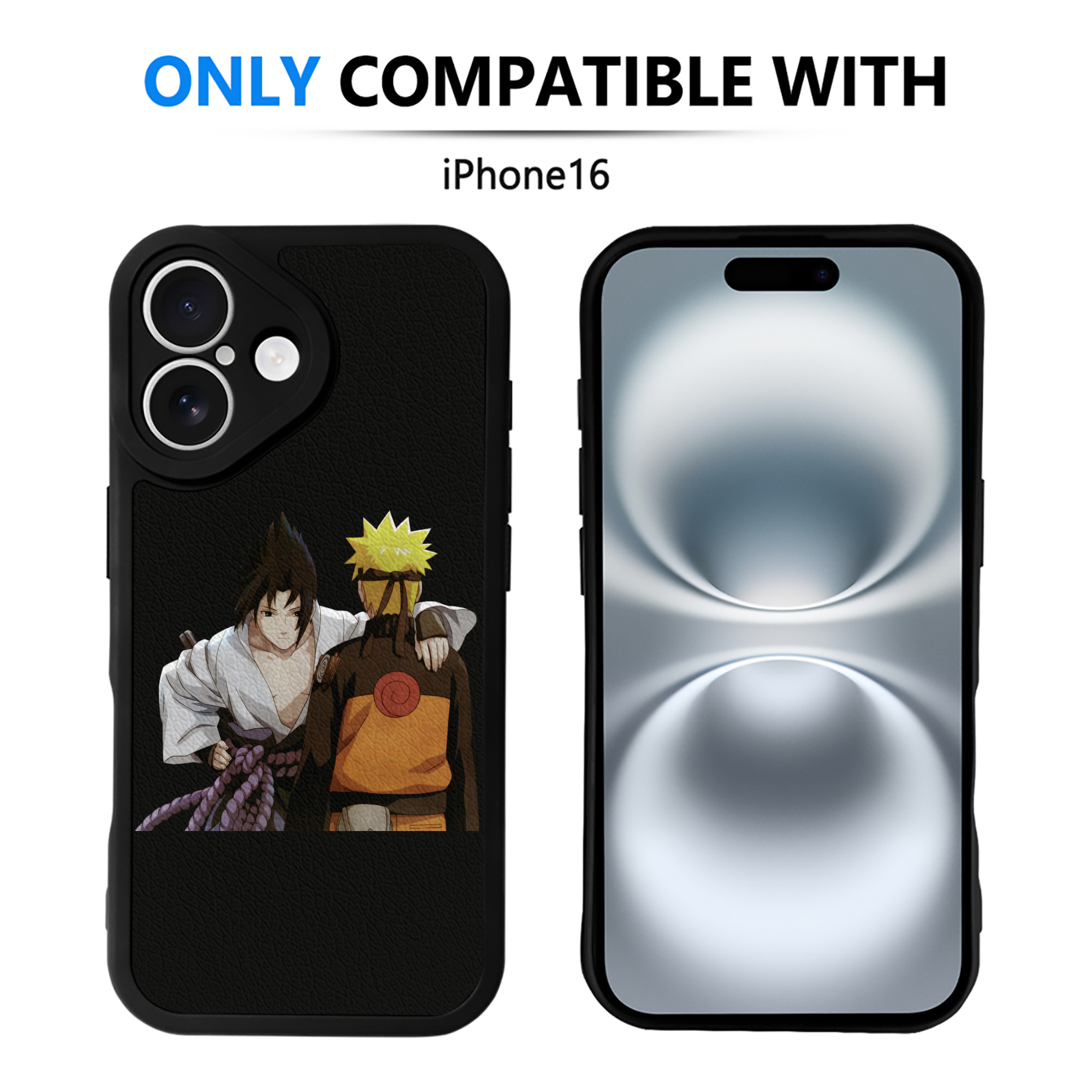 （画像用） NARUTO -ナルト- うちは サスケ Uchiha Sasuke 【iPhone 16シリーズ対応】シリコンスマホケース（レザー調） 材質：シリコン